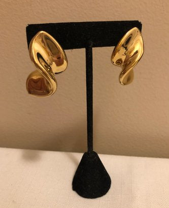 Vintage 14k Solid Gold Architectural Earrings