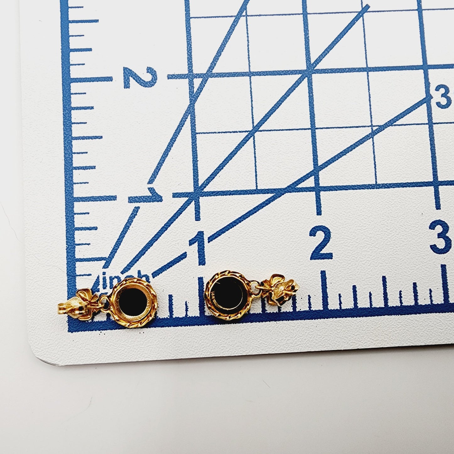 Vintage 14k Solid Gold Ribbon Onyx Earrings