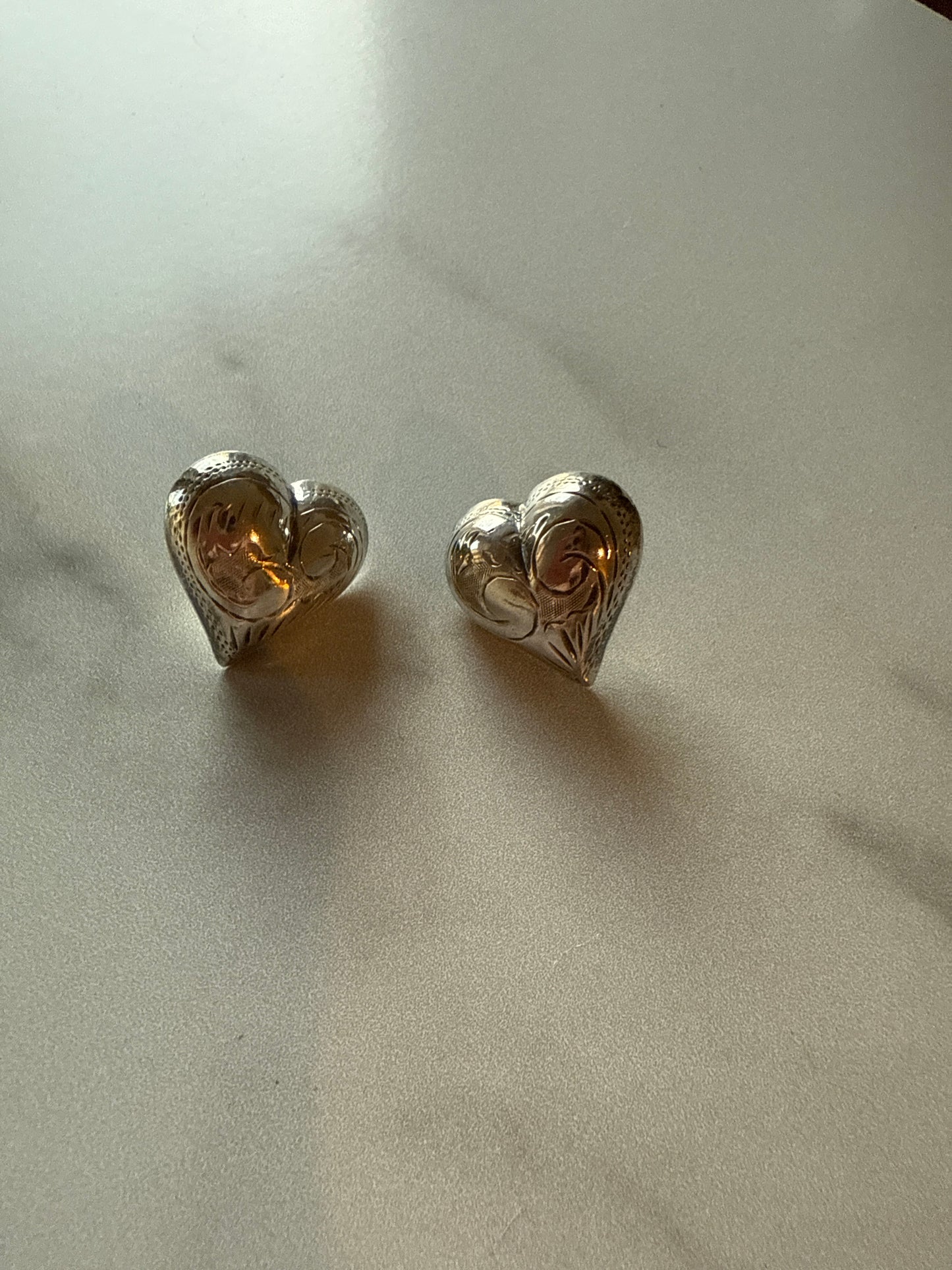 Sterling Silver Hollow Form Heart Earrings