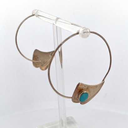 STERLING SILVER TURQUOISE HOOP EARRINGS