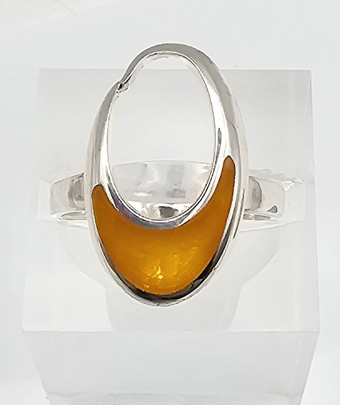 Amber Sterling Silver Ring