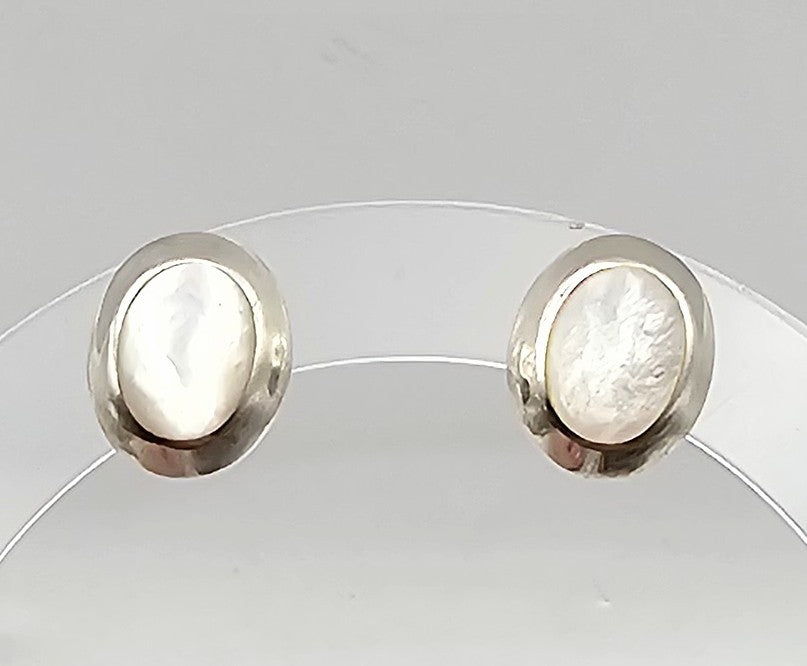 B Mother Of Pearl Sterling Silver Earrings