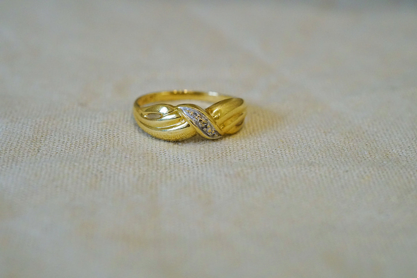 14k Gold Diamond Crossover Ring