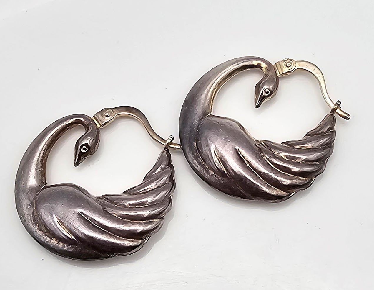 OM Sterling Silver Swan Earrings