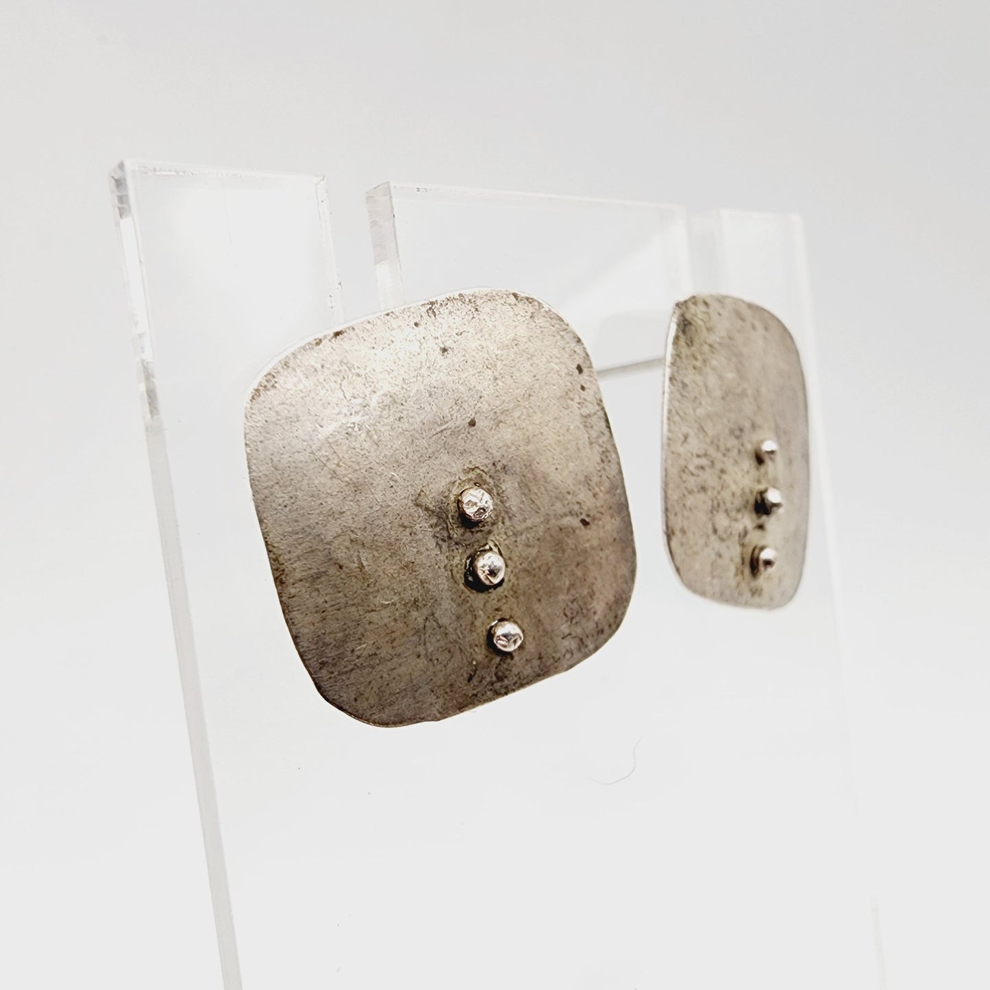 Sterling Silver Designer Anne Hellman Modernist Earrings