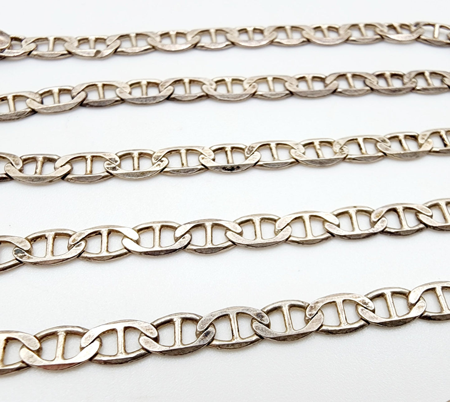 Sterling Silver Flat Mariner Anchor Chain Necklace