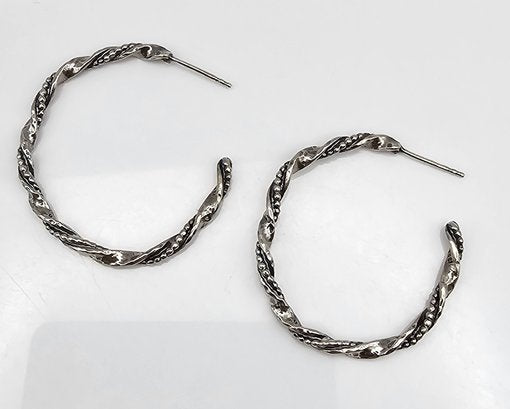 Sterling Silver Twist Hoop Earrings