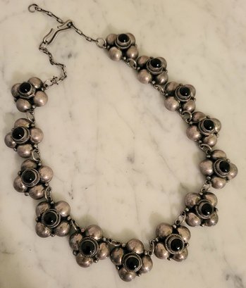 STERLING SILVER NECKLACE WITH BLACK ONYX NECKLACE