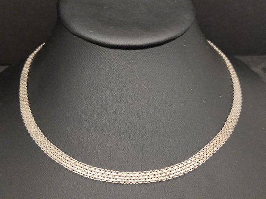 VINTAGE ITALIAN STERLING SILVER MESH LINK NECKLACE