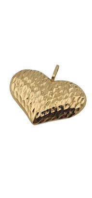 Vintage 14k Gold Hammered Puffy Heart Charm