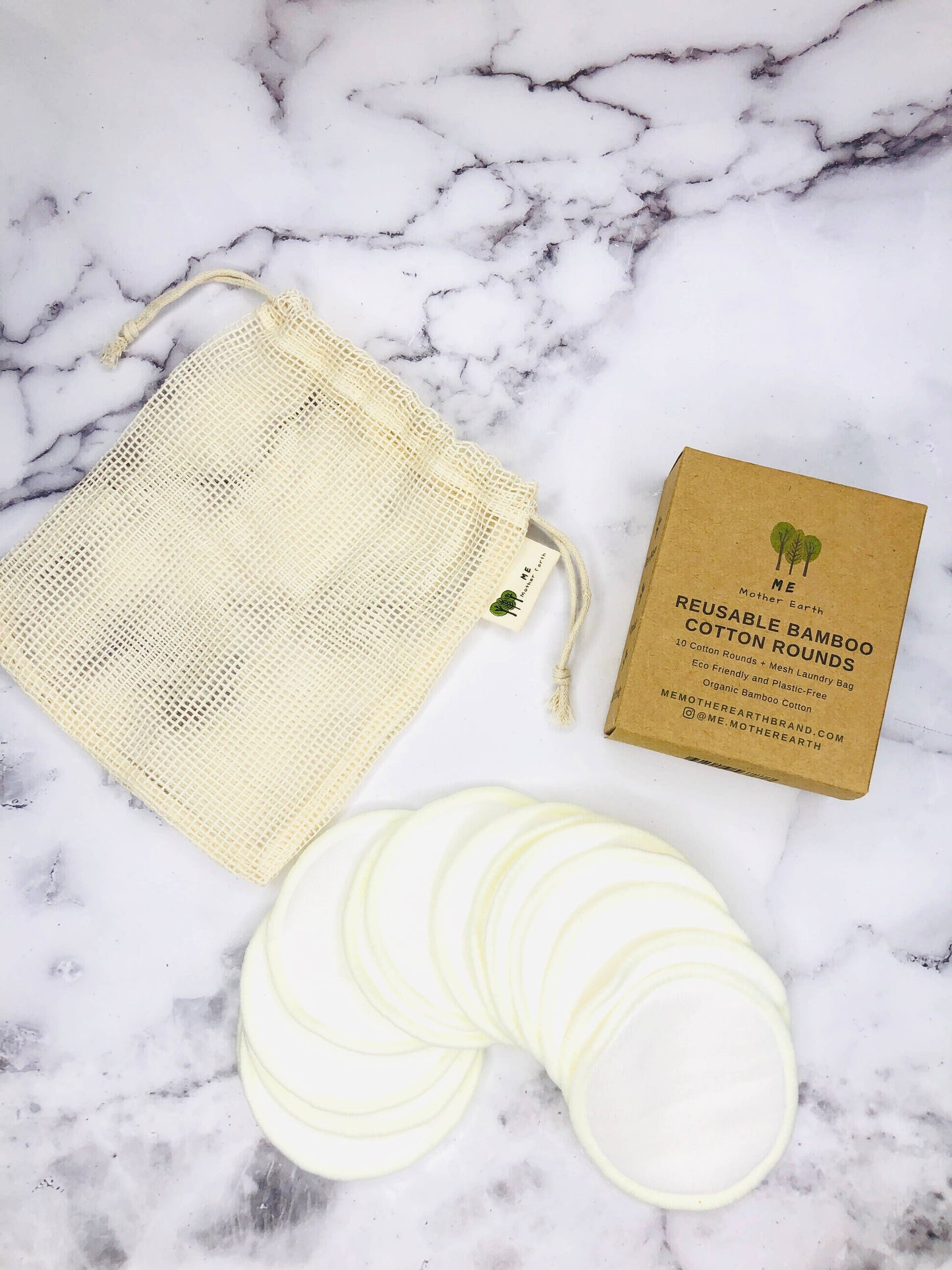 10 Count Bamboo cotton rounds with Mesh Cotton Laundry Bag