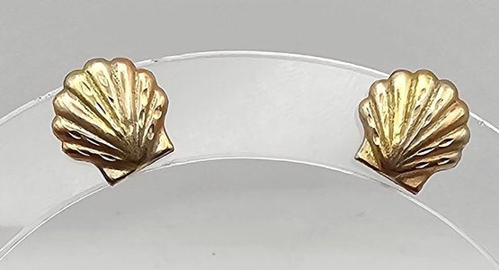 14K Gold Shell Earrings
