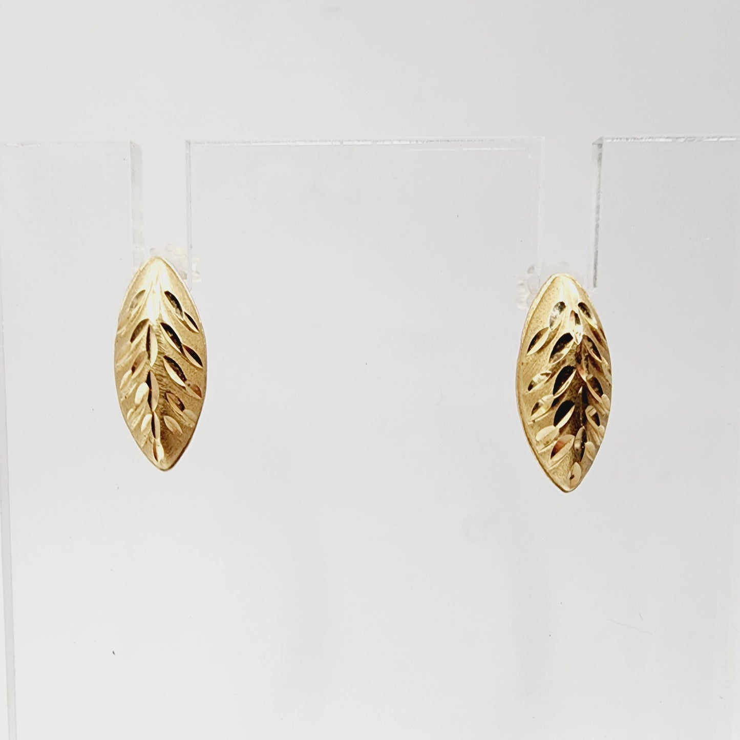 14k Gold Etched Stud Earrings