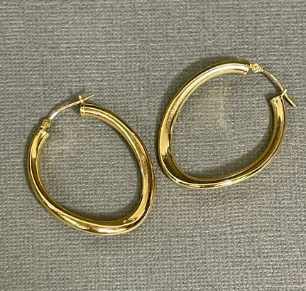 14k Yellow Gold Freeform Loop Pierced Earrings