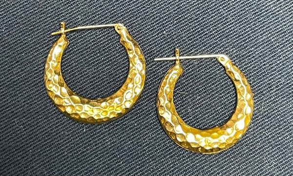 14k Gold Hammered hoops