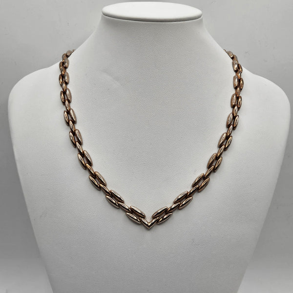 18" Sterling Silver V Neck Chain Link Necklace