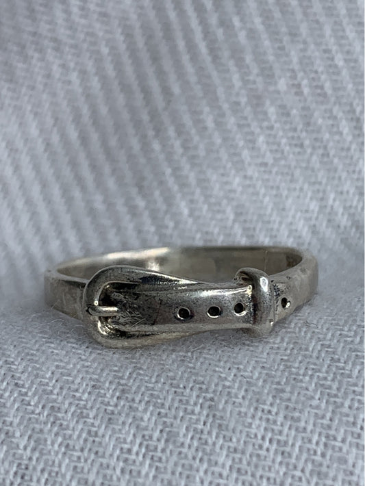 Sterling Silver Belt Style Ring With Buckle