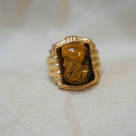 10k Yellow Gold Tigers Eye Intaglio Ring