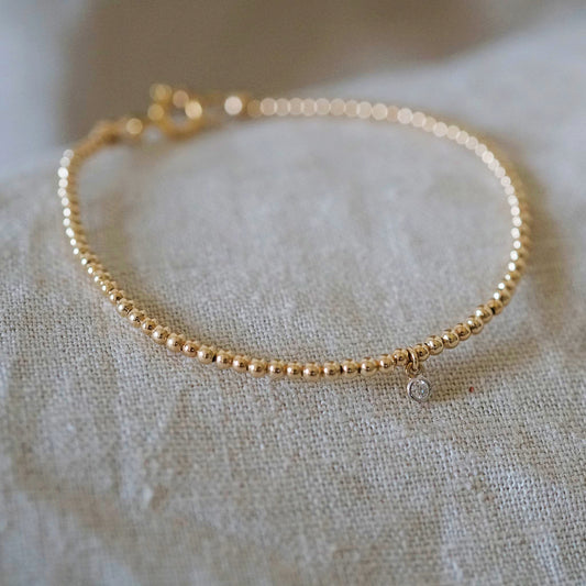 14k Beaded Diamond Bracelet