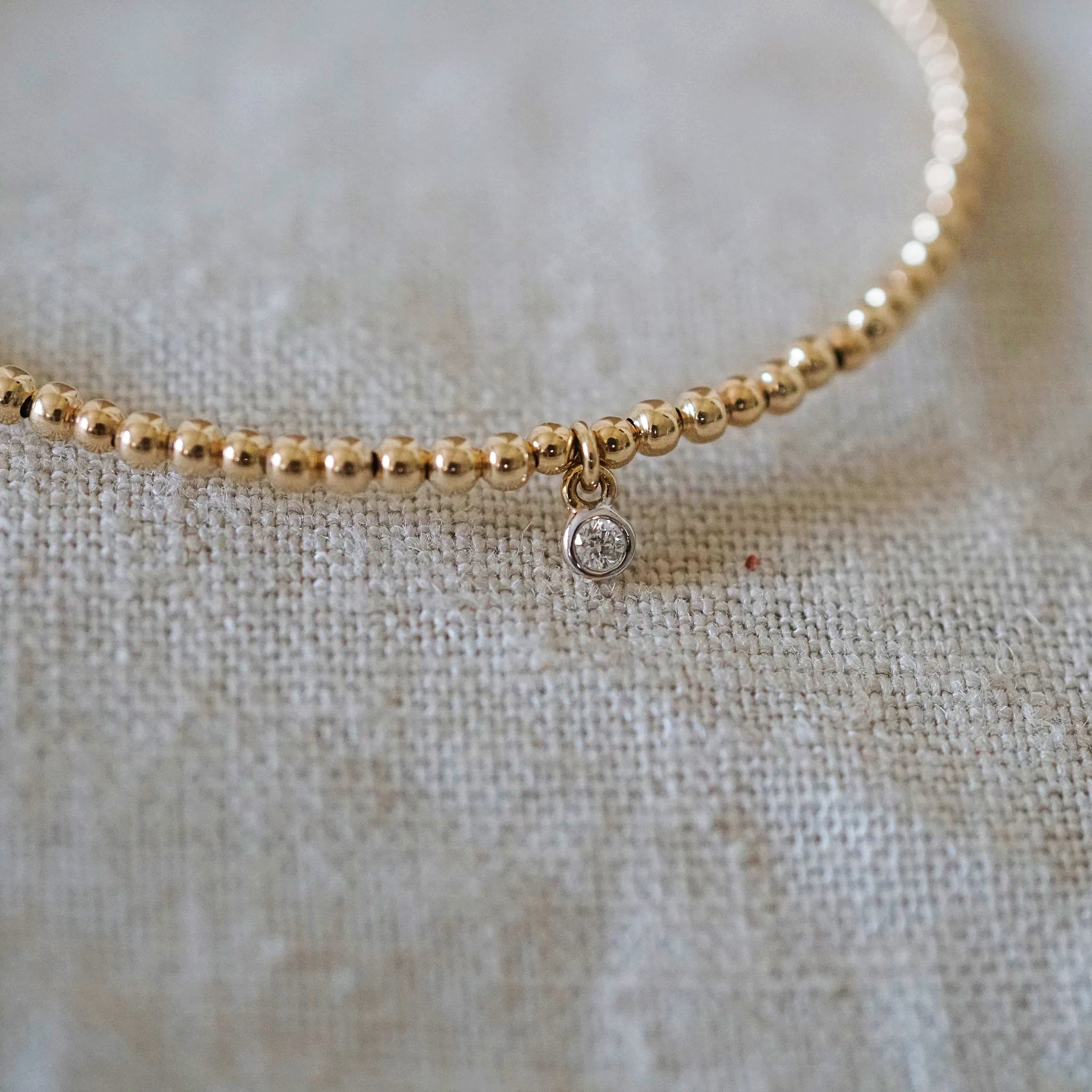 14k Beaded Diamond Bracelet