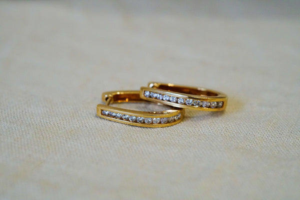 14K DIAMOND HOOP EARRINGS