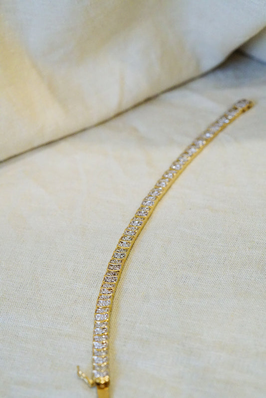 Diamond Gold Over Sterling Silver Tennis Bracelet