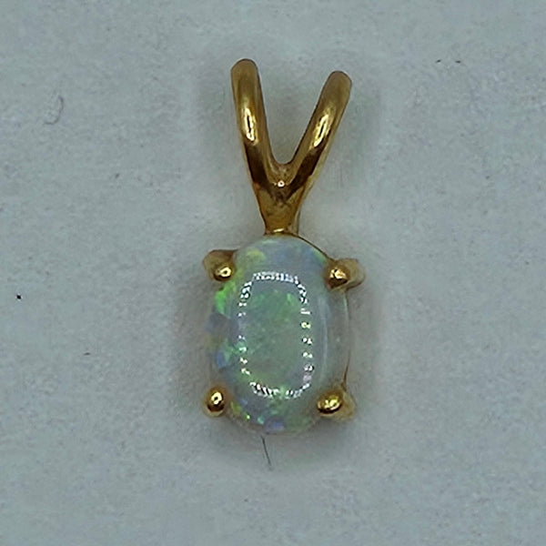 Dainty 14k & Opal Pendant