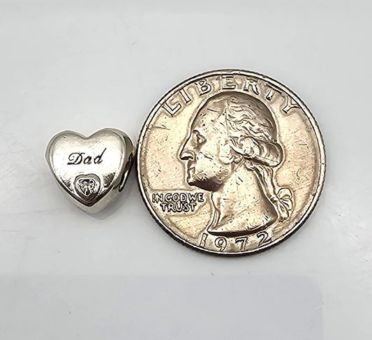 Diamond Sterling Silver Dad Charm