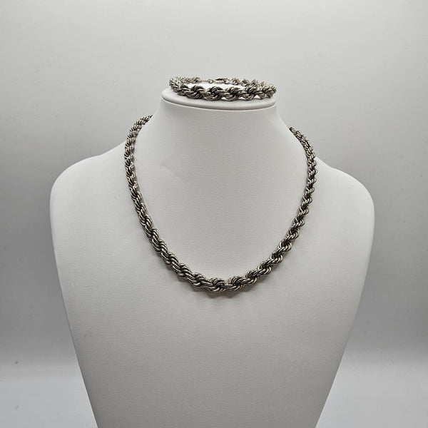 Heavy Sterling Silver Rope Necklace & Bracelet
