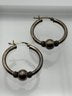 Sterling Hoop Earrings With Rope And Ball