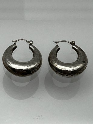 Sterling Hammered Hoop Earrings