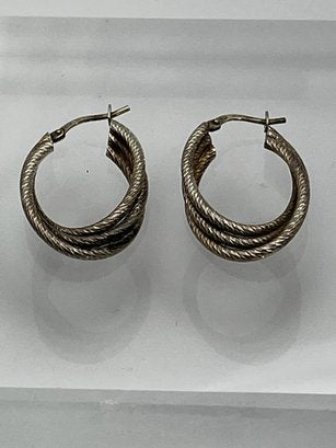 Sterling Hoop Earrings With Rope Design