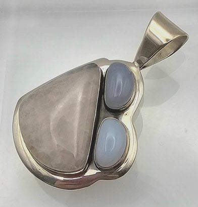 Jay King Mine Finds Rose Quartz Moonstone Sterling Silver Pendant
