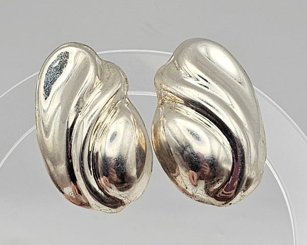 Mexico Sterling Silver Hollow Form Earrings 15.1 G