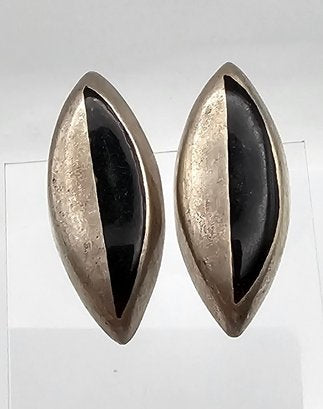 Taxco Onyx Sterling Silver Earrings