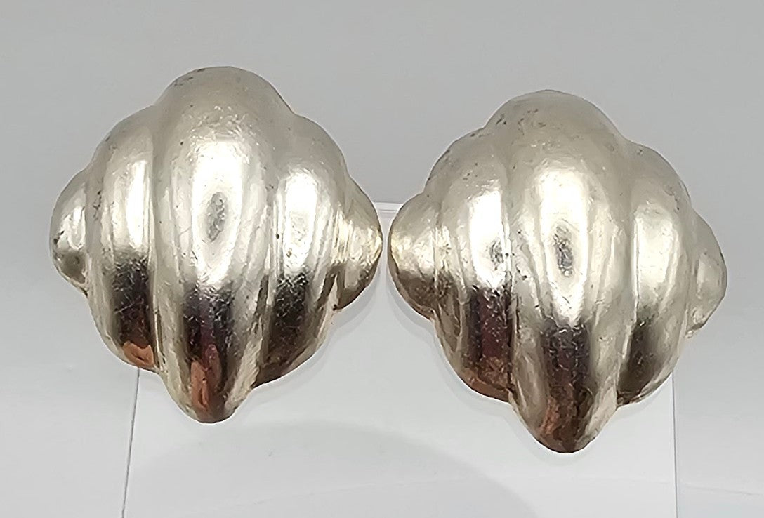 Mexico Taxco Sterling Silver Hollow Form Earrings