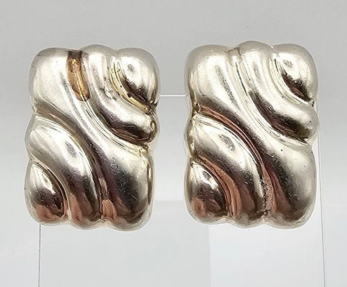 Taxco Sterling Silver Hollow Form Earrings