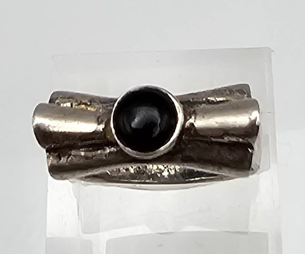 Onyx Sterling Silver Ring Size 7.5 6 G