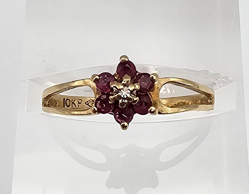 Ruby Diamond 10K Gold Cocktail Ring