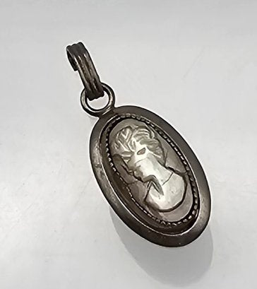 Sarah Coventry Abalone Cameo Sterling Silver Pendant