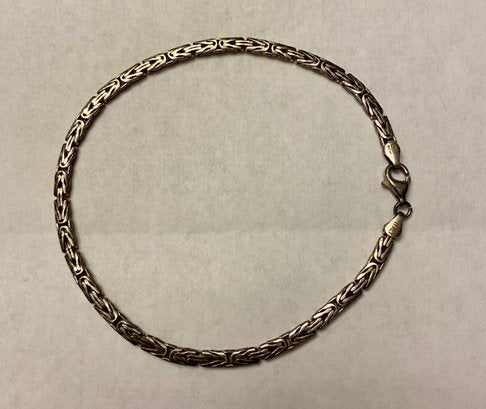 Sterling Flat Byzantine Link Anklet/Bracelet