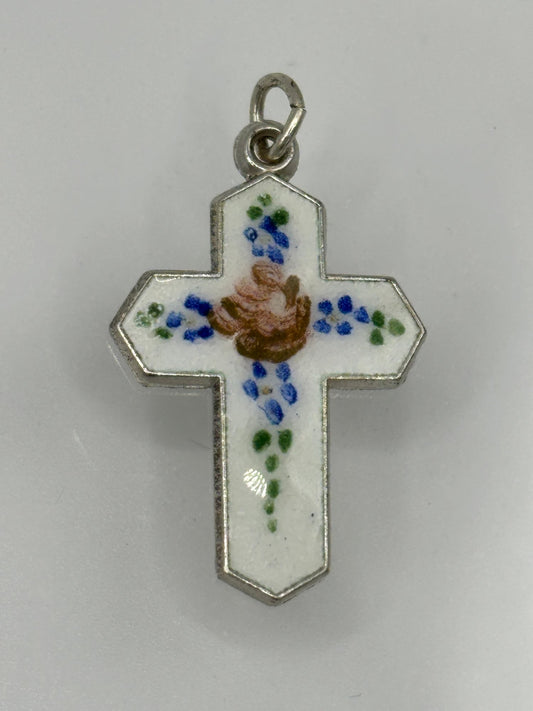 Sterling Flower Cross Pendant