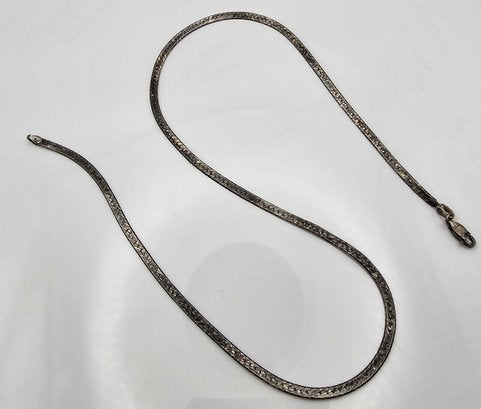 Sterling Silver Flat Herringbone Necklace