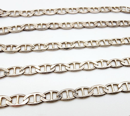 Sterling Silver Flat Mariner Anchor Chain Necklace