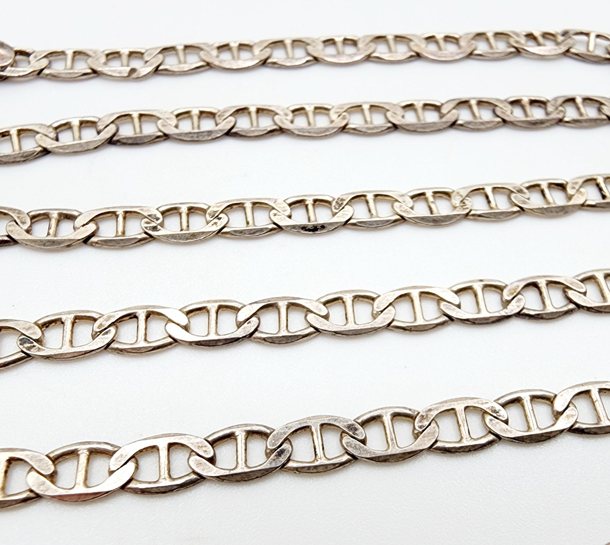Sterling Silver Flat Mariner Anchor Chain Necklace