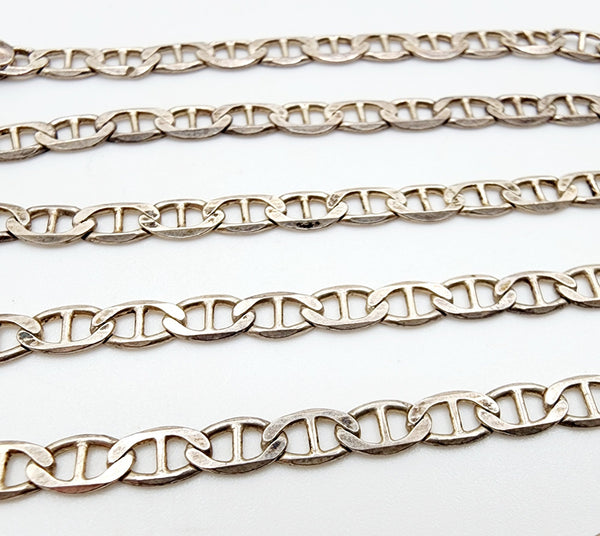 Sterling Silver Flat Mariner Anchor Chain Necklace