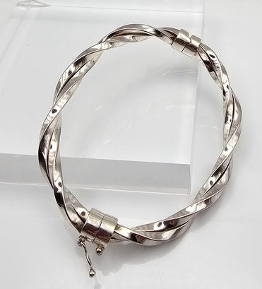 Sterling Silver Hollow Twist Bangle Bracelet