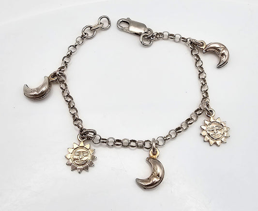 Sterling Silver Sun Moon Bracelet