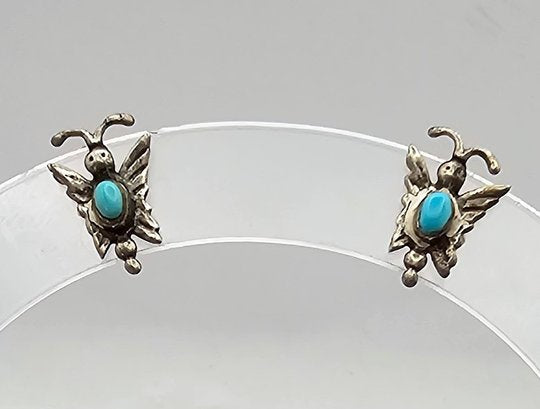 Turquoise Sterling Silver Butterfly Earrings