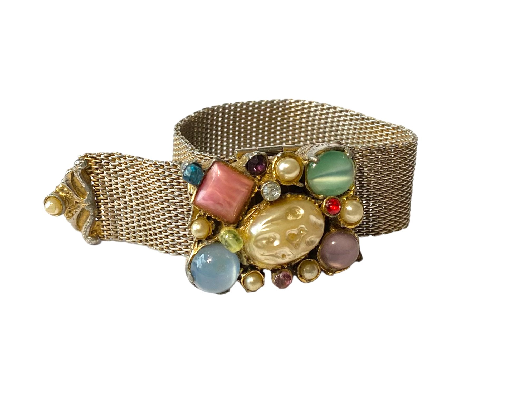 Vintage Bracelet With Metal Mesh Band